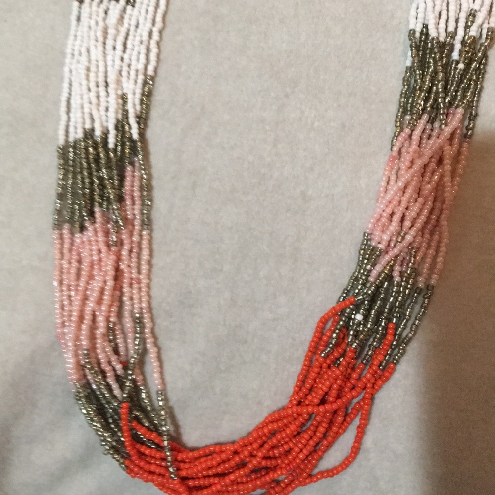 Multi color seed bead necklace